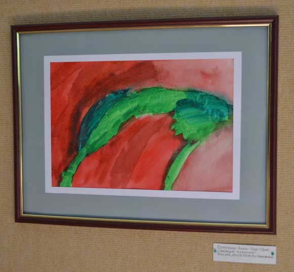 Стоящий кузнечик. Картина Алисы Егорочкиной (Севастополь)