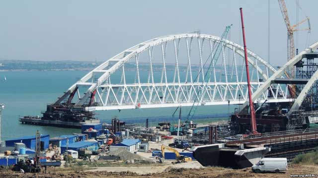 Строительство Керченского моста, август 2017 года