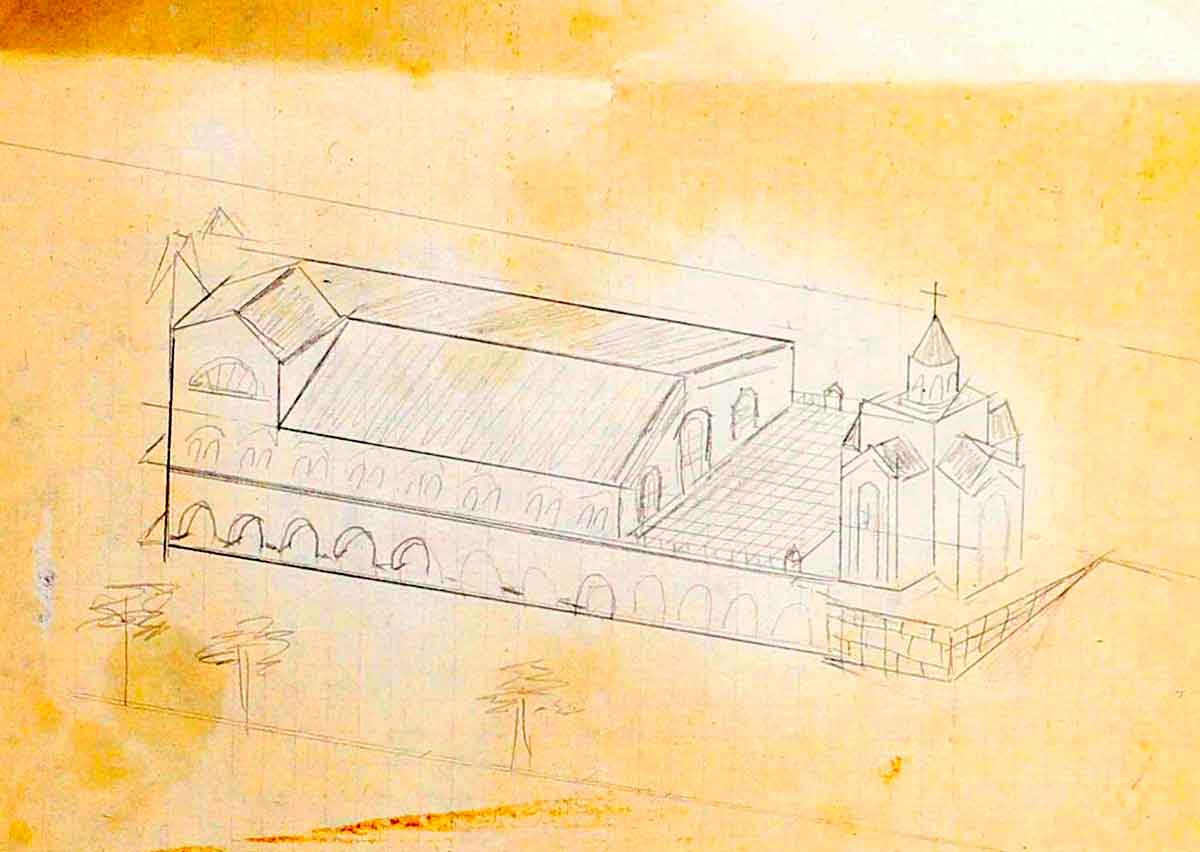 Предполагаемый вид армяно-григорианской церкви в Севастополе. Набросок