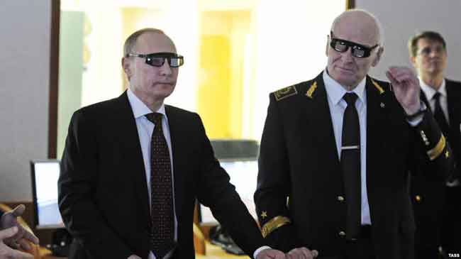 Владимир Путин и Владимир Литвиненко в лаборатории Горного университета 