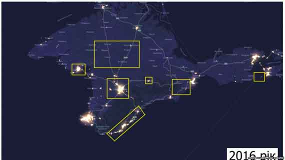 Уровень освещенности Крыма в 2016 году