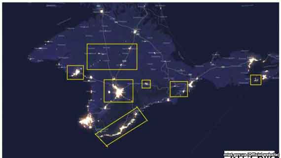 Уровень освещенности Крыма в 2012 году