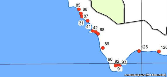 Скопление оползней возле мыса Фиолент
