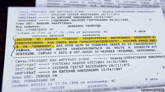 Аксенов по кличке «Гоблин» неоднократно высказывал намерение в присутствии Ана убить Васю «Красногвардейского»