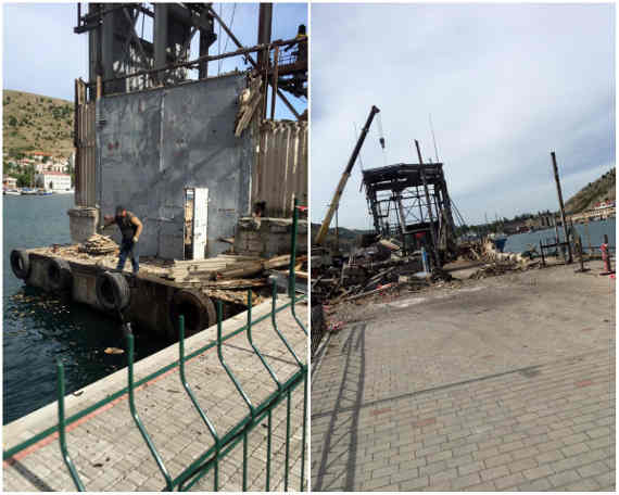 На Таврической набережной в севастопольской Балаклаве прошёл стремительный демонтаж заброшенного здания