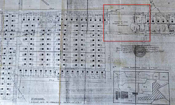 Красным выделен участок античной Усадьбы. План СТ «Мидэус» от 1989 года