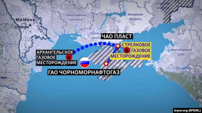 Схема размещения Архангельского и Стрелкового газовых месторождений