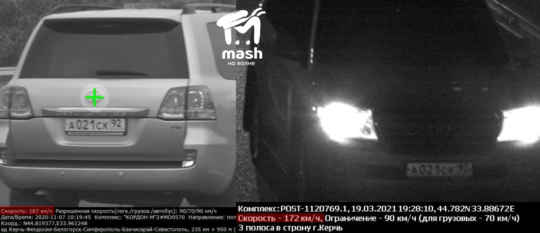 Речь идет о внедорожнике с номером А021СК92. Авто с проблесковым маячком и тонированными стеклами часто сопровождается полицией. За указанный период иномарка 43 раза нарушила скоростной режим