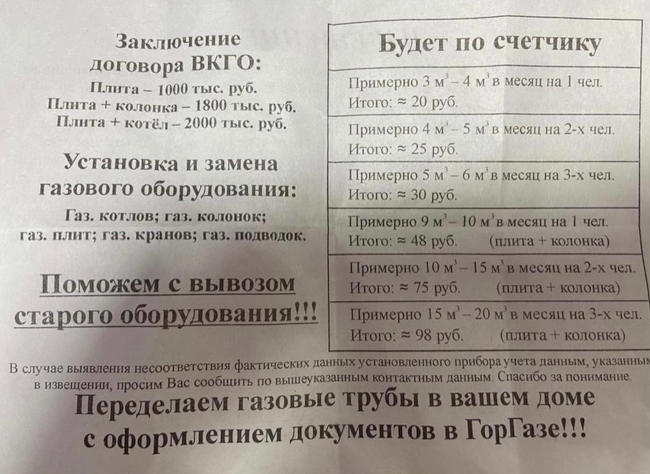 липовые извещения горгаза