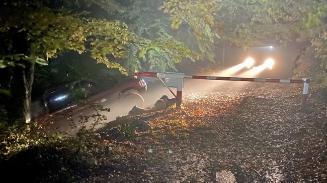 На склоне горы Бабуган в размытом грунте застрял автомобиль Land Rover с детьми