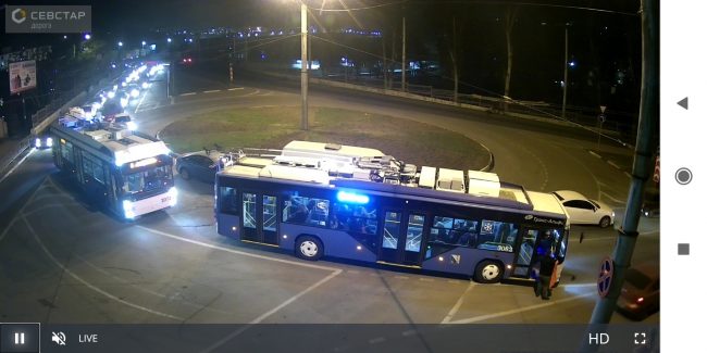 В районе автовокзала в Севастополе упавшее дерево завалило также столб и полностью перекрыло движение