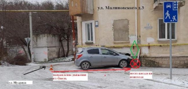 Утром 19 января в районе дома №3 по улице Малиновского водитель 1990 года рождения, управляя автомобилем Опель, на закруглении дороги не справился с управлением, выехал за пределы проезжей части и совершил наезд на одиннадцатилетнюю девочку, которая находи
