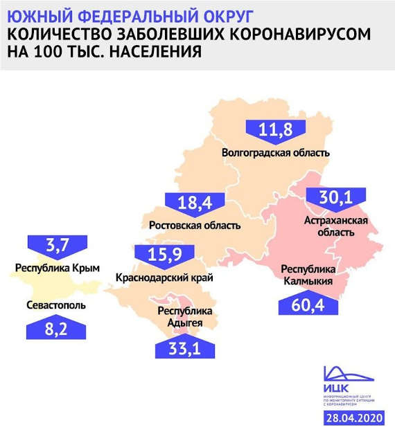 Уровень заболеваемости COVID-19 в Крыму и Севастополе