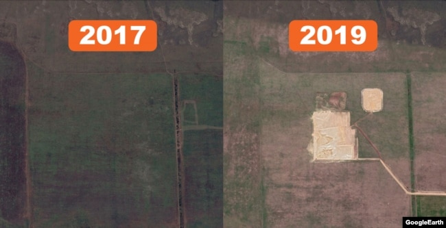 в урочище «Артезиан», рядом с населенными пунктами Белинское и Золотое, в 2018 году посреди поля начали добывать песок