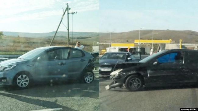 В Крыму на трассе «Таврида» 16 октября в районе поворота на Левадки произошло ДТП – столкнулись два легковых автомобиля.