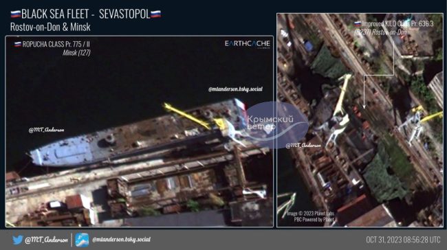 В Севастополе россияне вывели из сухого дока большой десантный корабль (БДК) «Минск», поврежденный во время украинской ракетной атаки 13 сентября